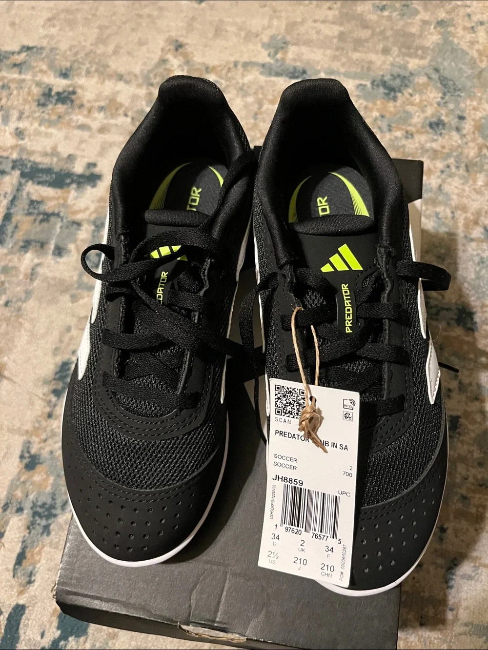 adidas Kids Black and White Predator Club Soccer Sneakers